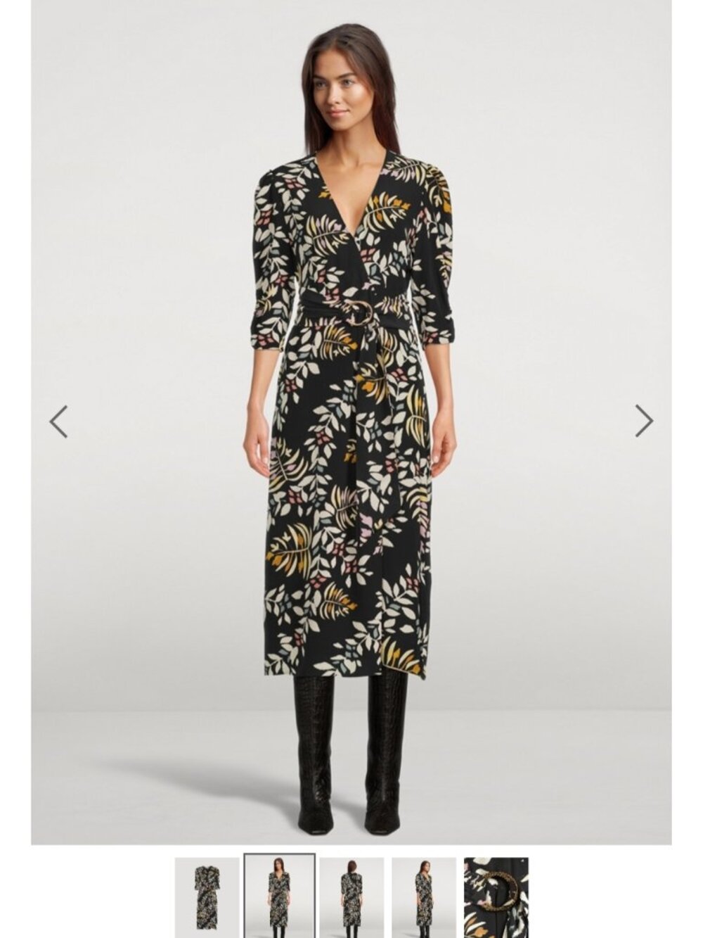 BA&SH Crissy Midi Dress In Floral Print Black